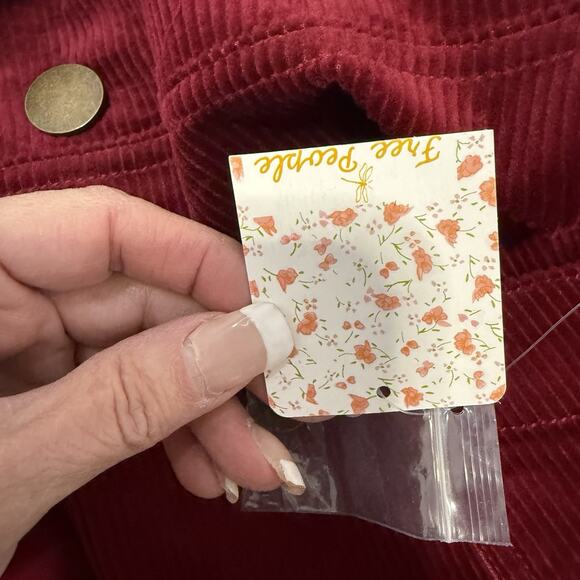 Free People Canyonland Jumper Dress Size 10 Red Velvet Corduroy Button Front NEW - Picture 10 of 11